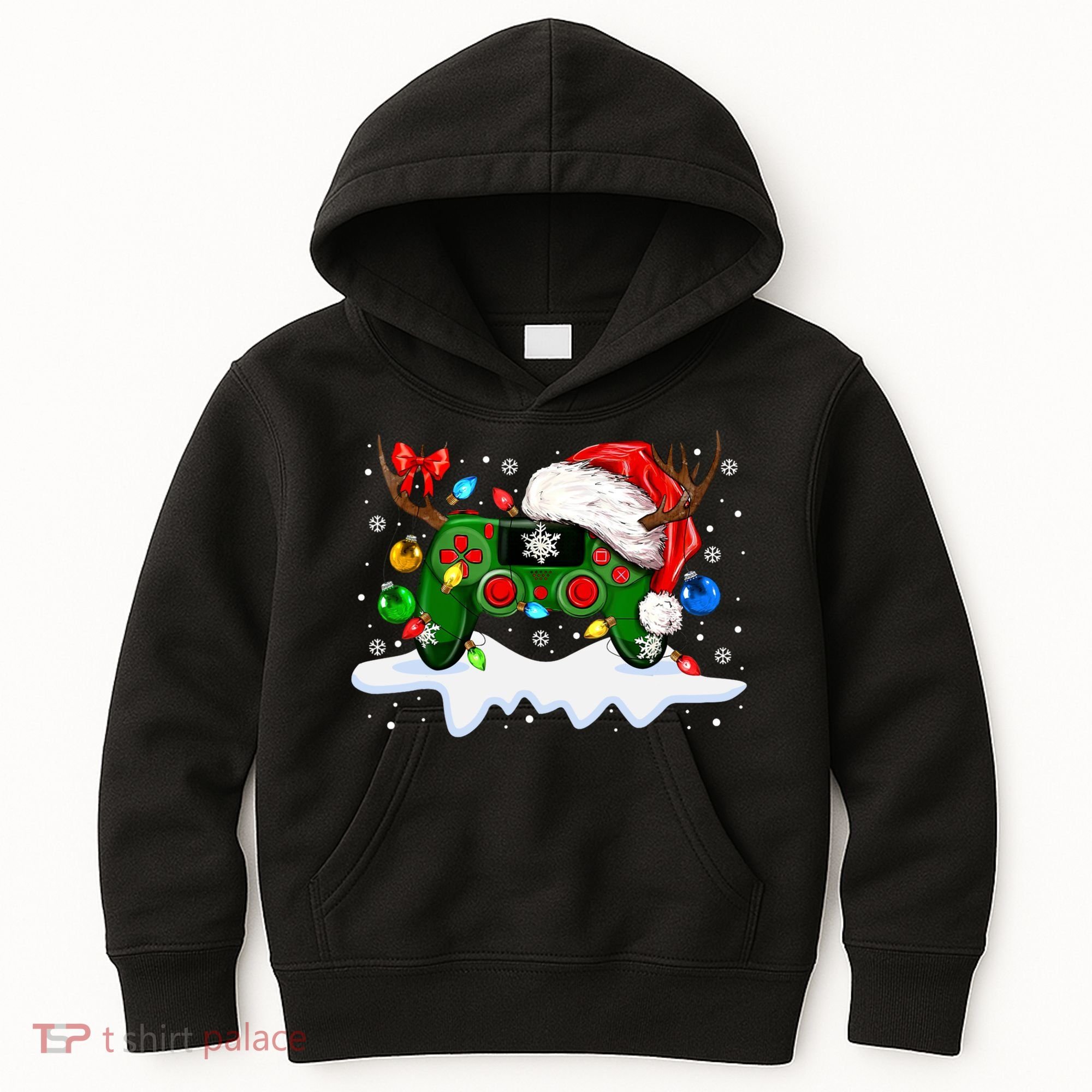 Video Game Controller Christmas Santa Hat Gamer Kids Hoodie