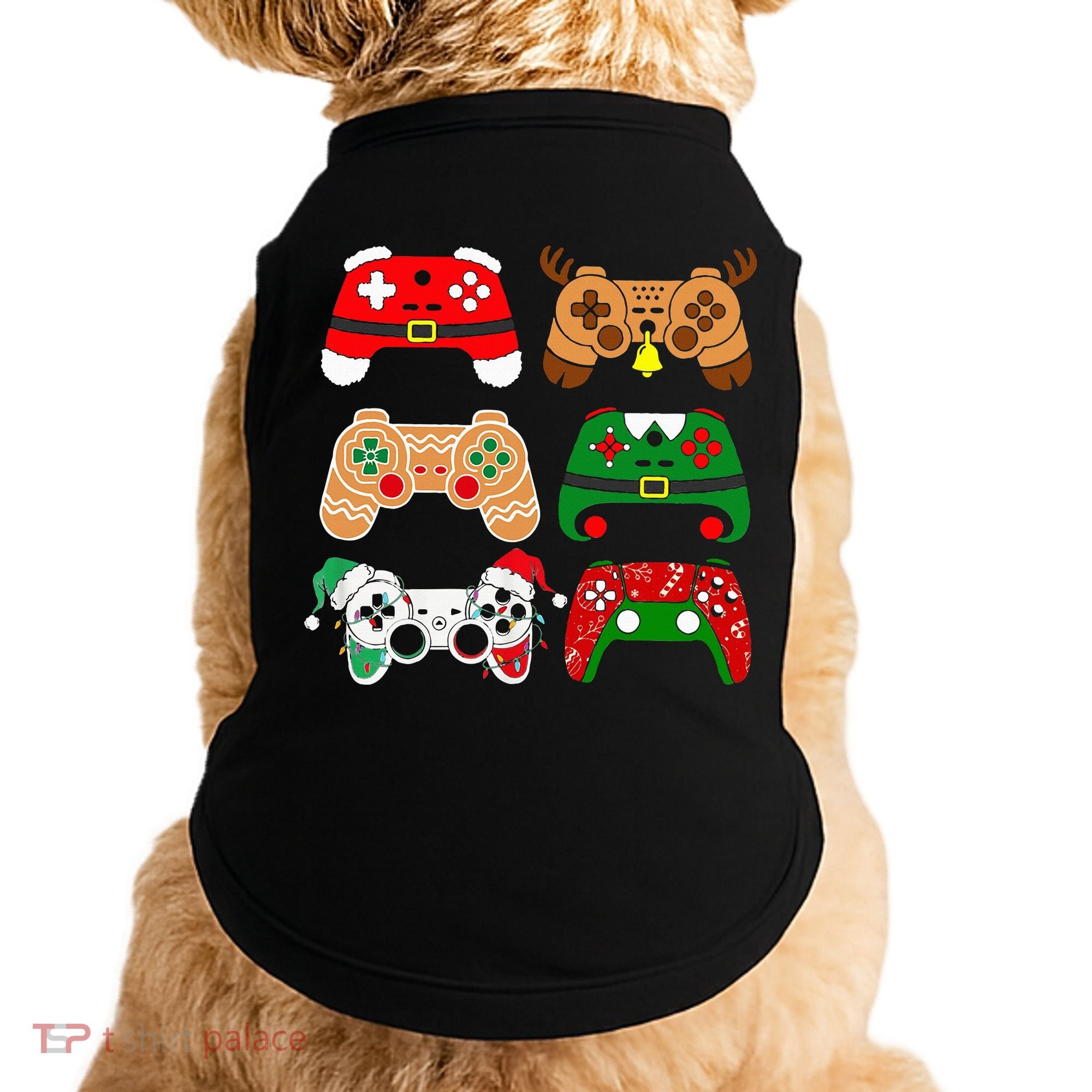 Video Game Controller Christmas Santa Hat Gamer Doggie Tank