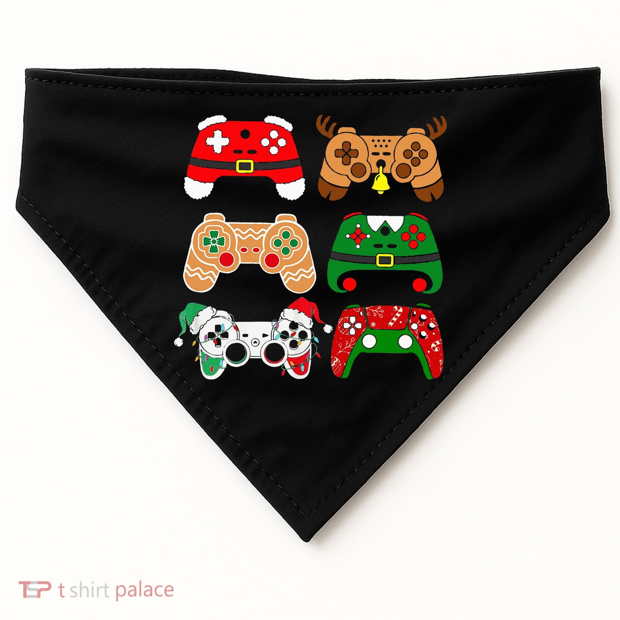 Video Game Controller Christmas Santa Hat Gamer USA-Made Doggie Bandana