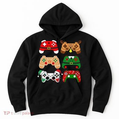 Video Game Controller Christmas Santa Hat Gamer Hoodie