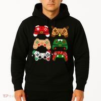 Video Game Controller Christmas Santa Hat Gamer Hoodie thumb 2