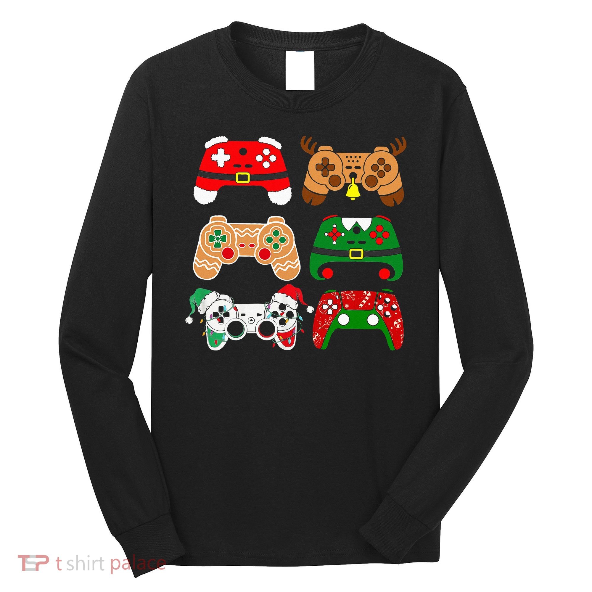 Video Game Controller Christmas Santa Hat Gamer Long Sleeve Shirt