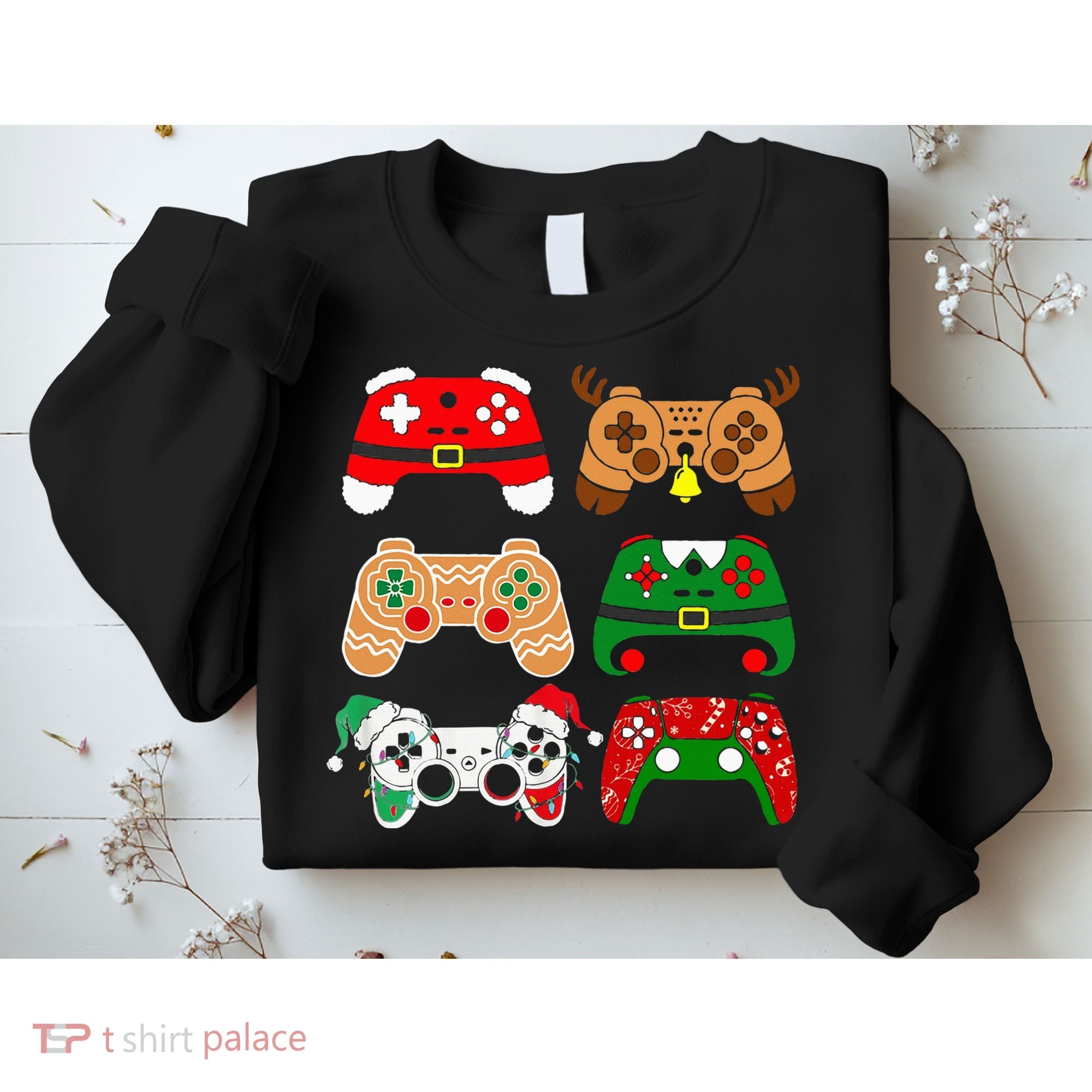 Video Game Controller Christmas Santa Hat Gamer Sweatshirt