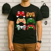 Video Game Controller Christmas Santa Hat Gamer T-Shirt thumb 6