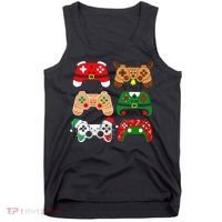 Video Game Controller Christmas Santa Hat Gamer Tank Top thumb 0