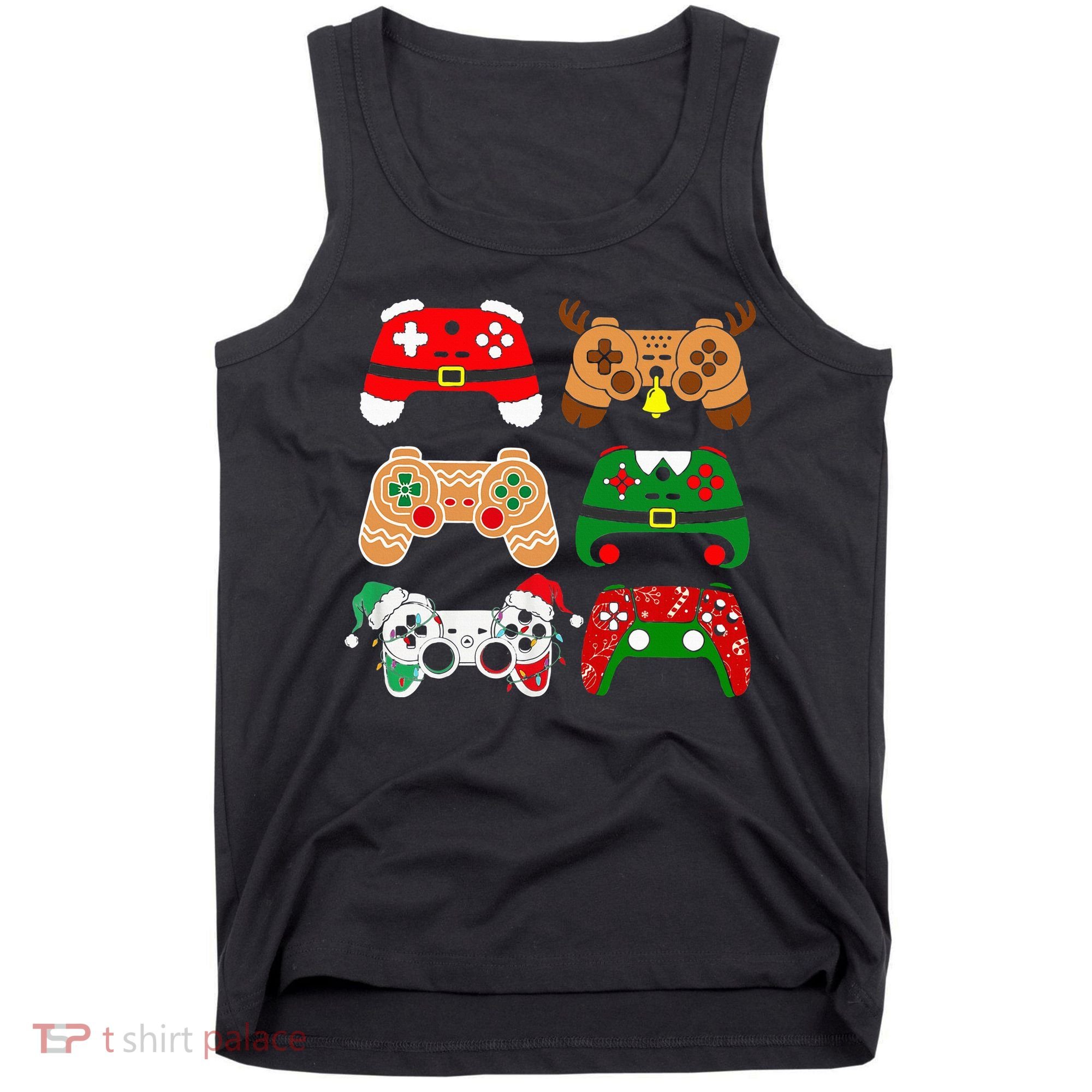 Video Game Controller Christmas Santa Hat Gamer Tank Top