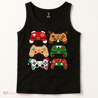 Video Game Controller Christmas Santa Hat Gamer Tank Top thumb 2