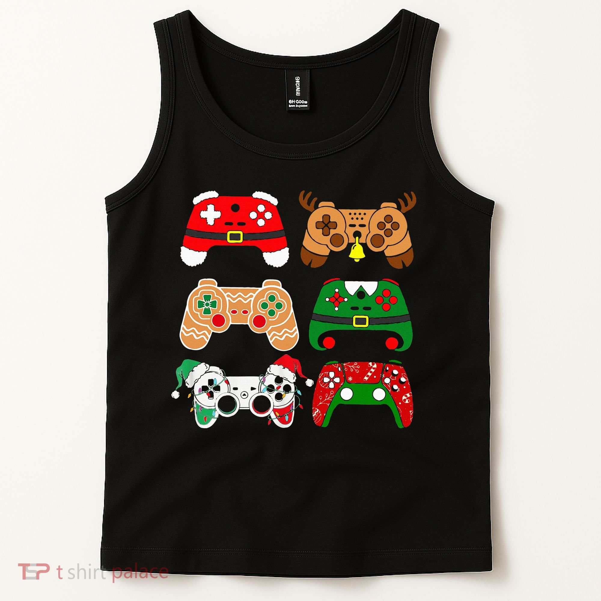 Video Game Controller Christmas Santa Hat Gamer Tank Top