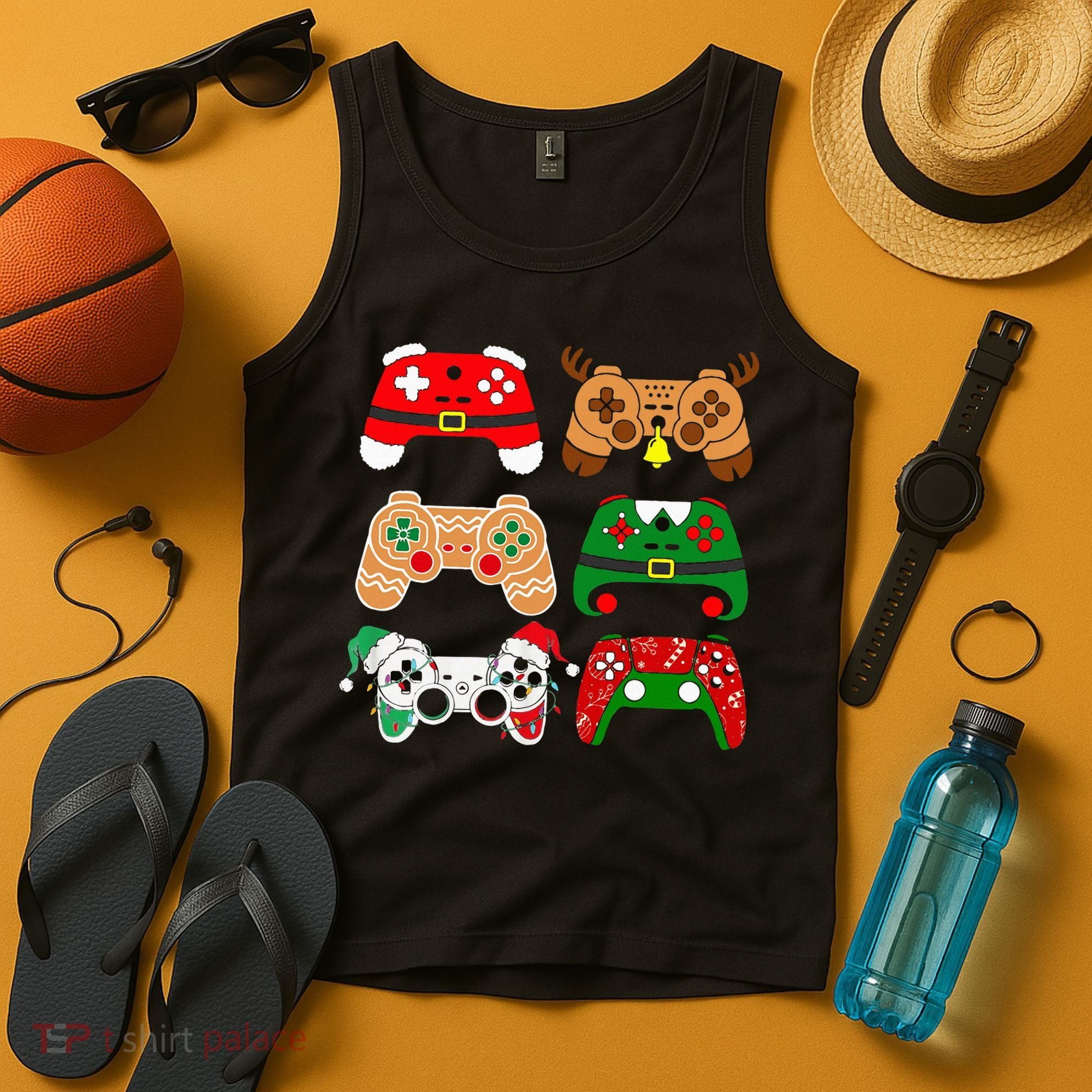 Video Game Controller Christmas Santa Hat Gamer Tank Top