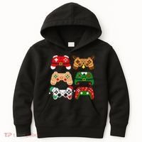 Video Game Controller Christmas Santa Hat Gamer Kids Hoodie thumb 0