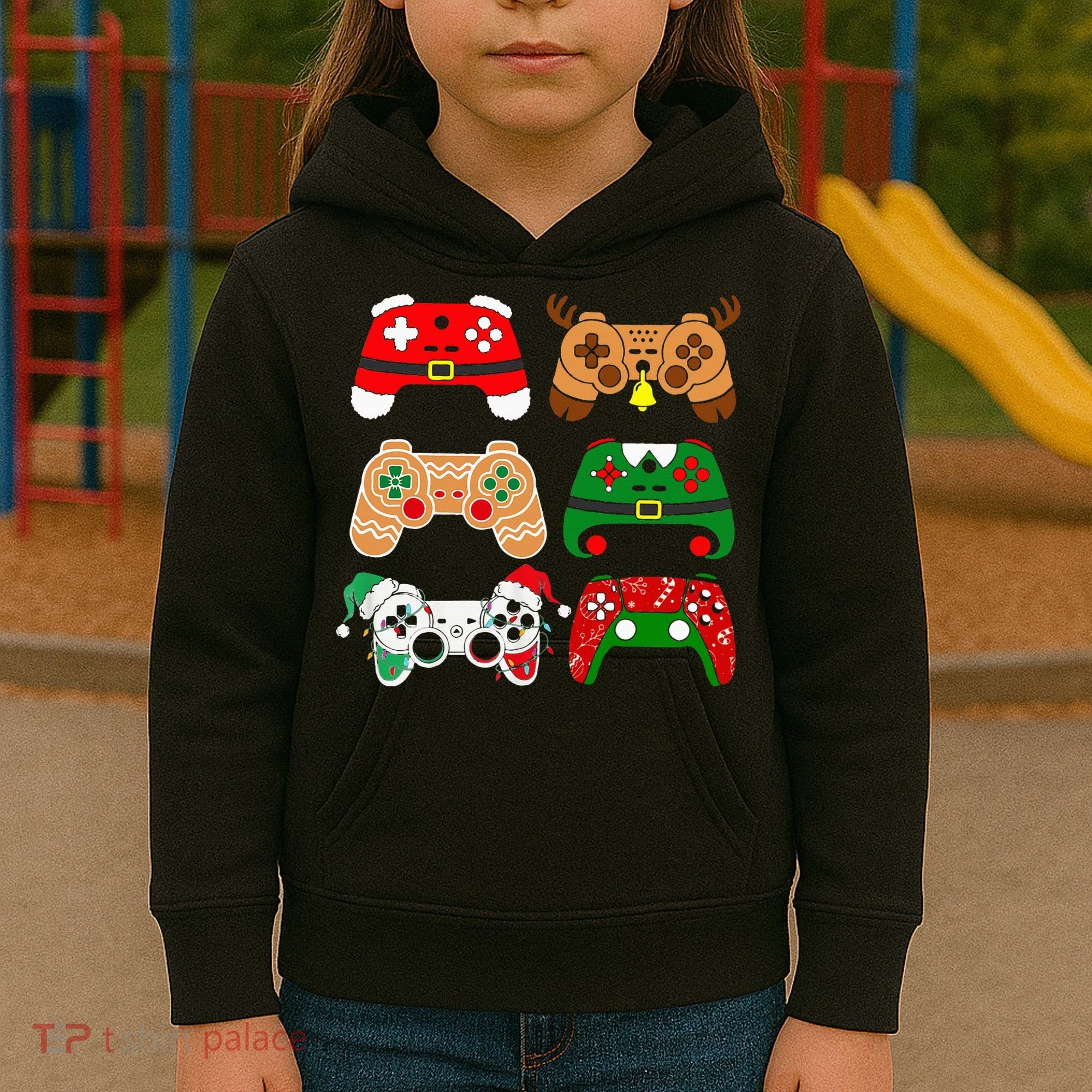 Video Game Controller Christmas Santa Hat Gamer Kids Hoodie