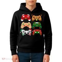 Video Game Controller Christmas Santa Hat Gamer Kids Hoodie thumb 4