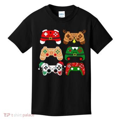Video Game Controller Christmas Santa Hat Gamer Kids T-Shirt