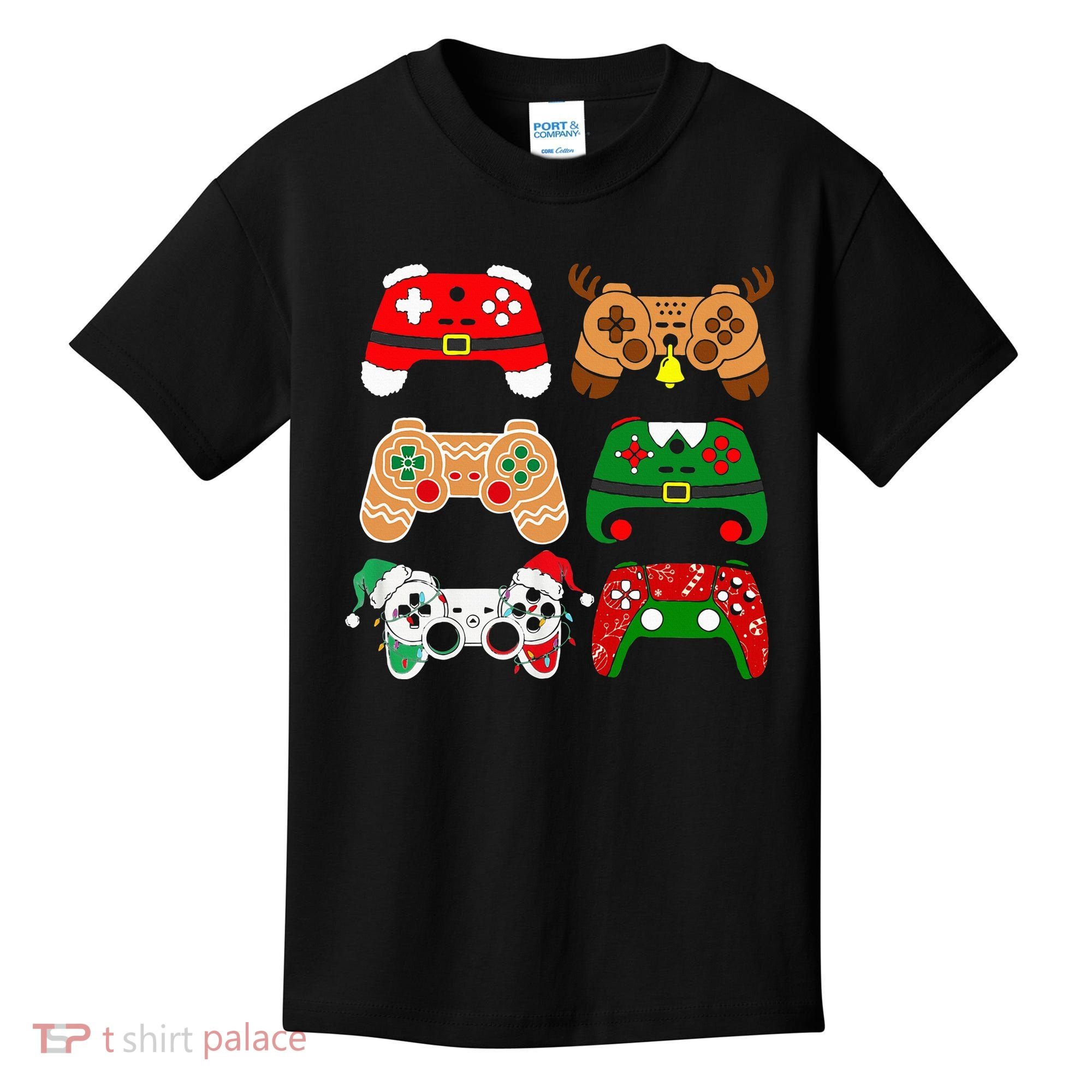 Video Game Controller Christmas Santa Hat Gamer Kids T-Shirt