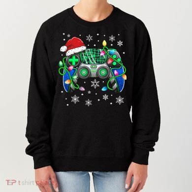 Video Game Controller Christmas Santa Hat Gamer Women's Sweatshirt