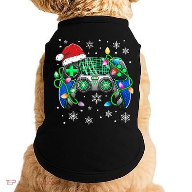 Video Game Controller Christmas Santa Hat Gamer Doggie Tank