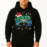 Video Game Controller Christmas Santa Hat Gamer Hoodie thumb 2