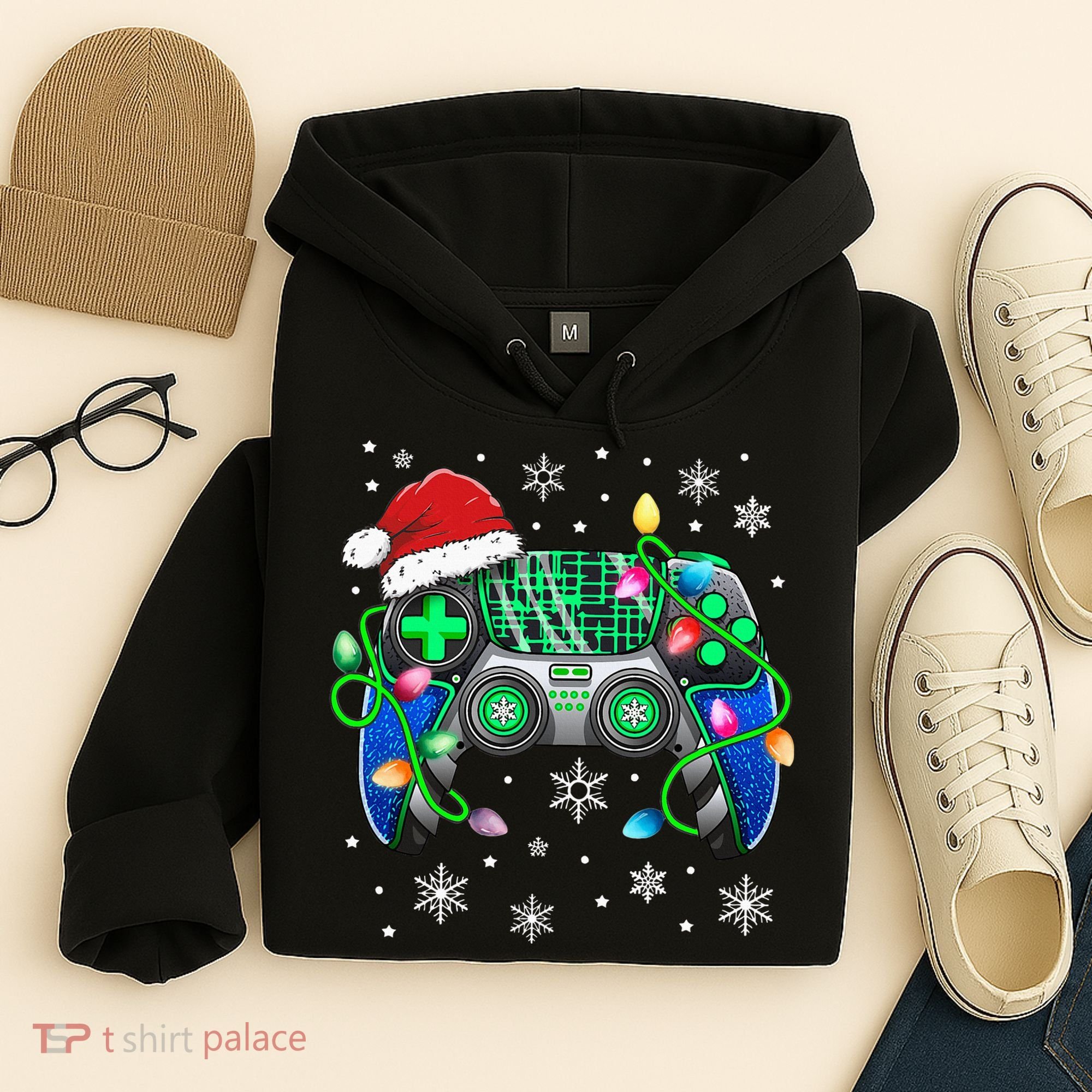 Video Game Controller Christmas Santa Hat Gamer Hoodie