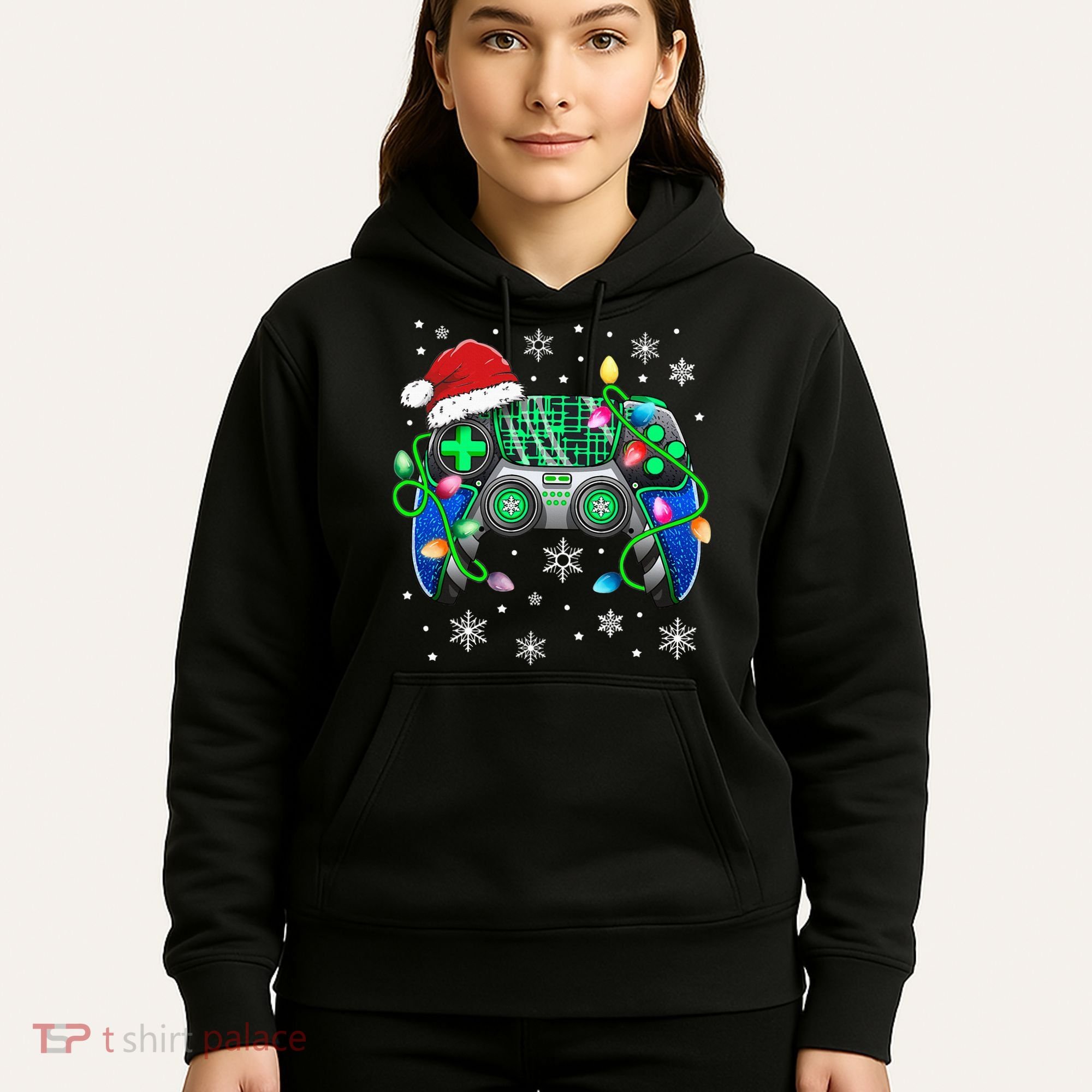 Video Game Controller Christmas Santa Hat Gamer Hoodie