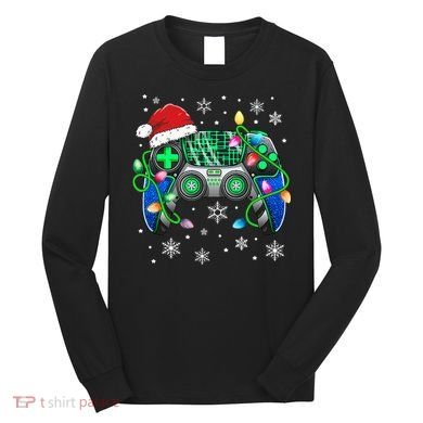 Video Game Controller Christmas Santa Hat Gamer Long Sleeve Shirt