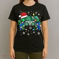 Video Game Controller Christmas Santa Hat Gamer T-Shirt thumb 4