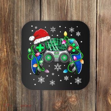 Video Game Controller Christmas Santa Hat Gamer Coaster
