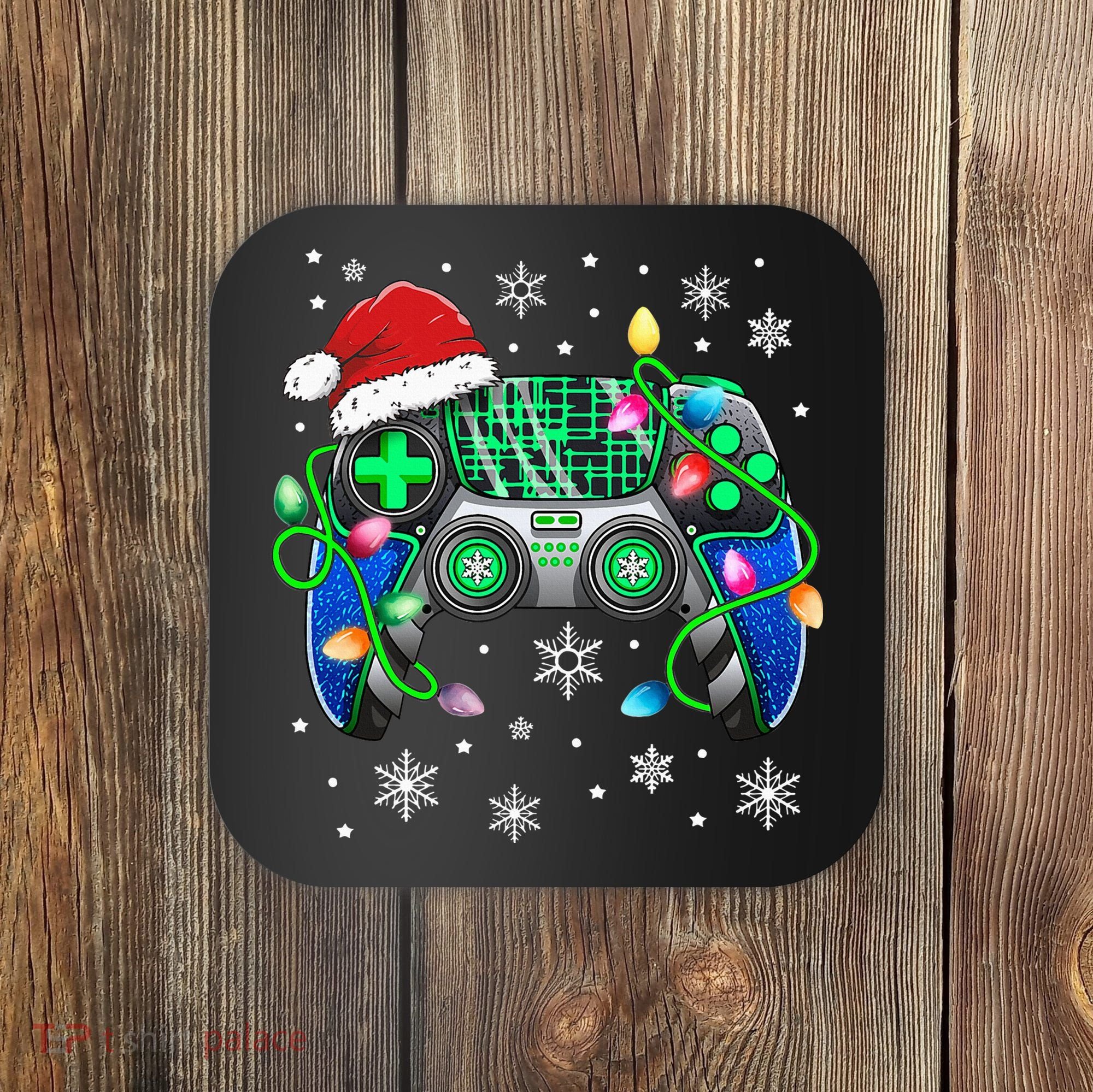 Video Game Controller Christmas Santa Hat Gamer Coaster