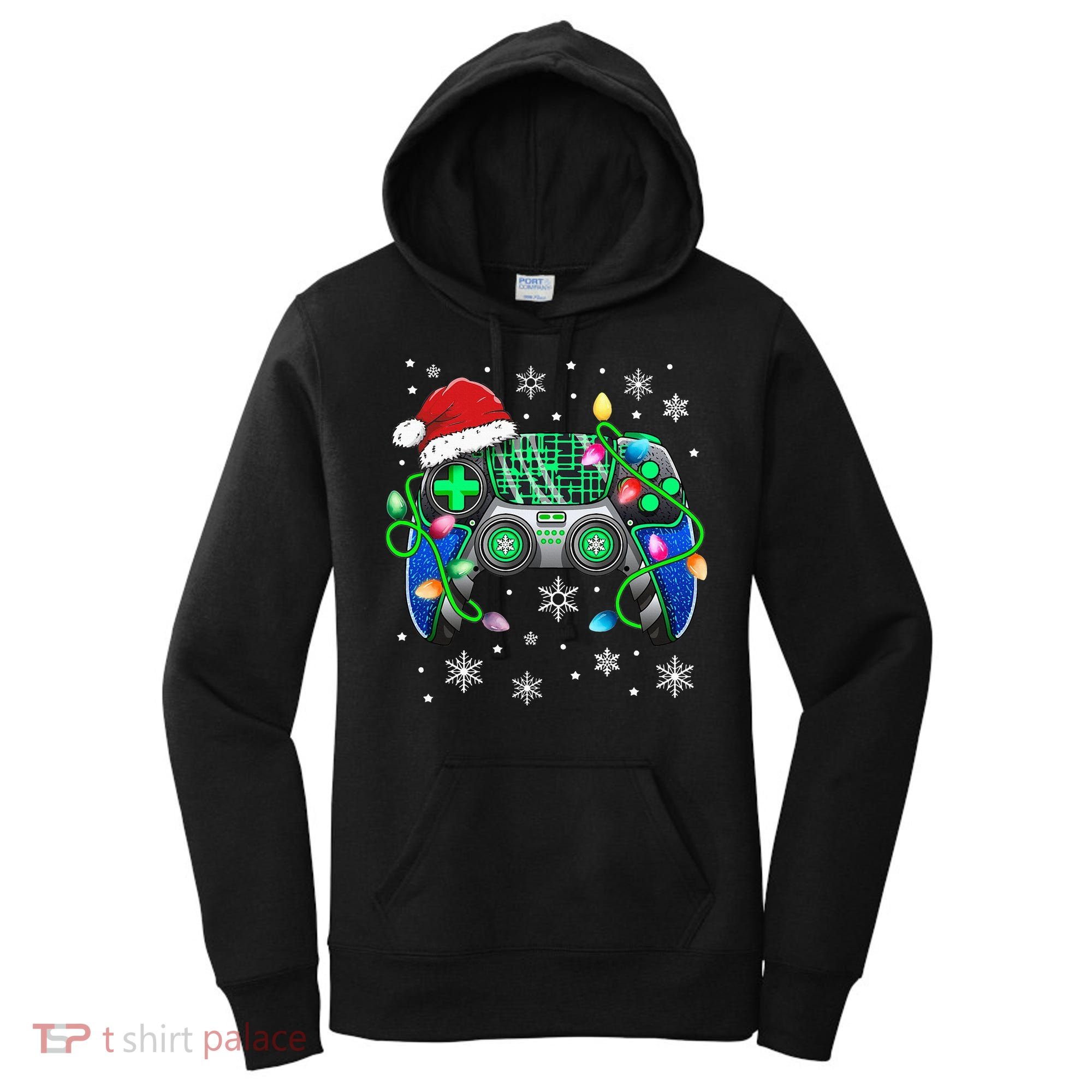 Video Game Controller Christmas Santa Hat Gamer Women's Hoodie