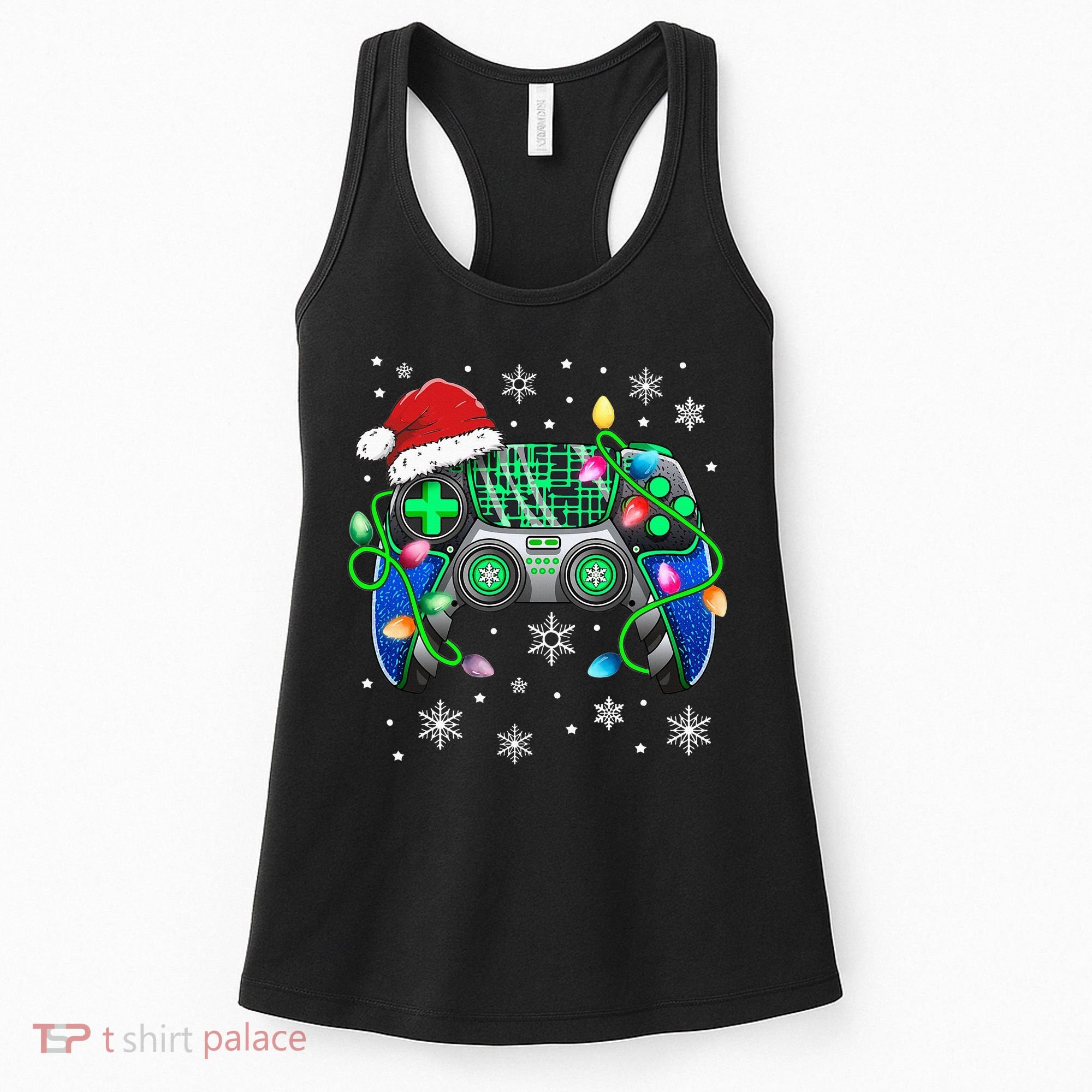 Video Game Controller Christmas Santa Hat Gamer Women's Tank Top