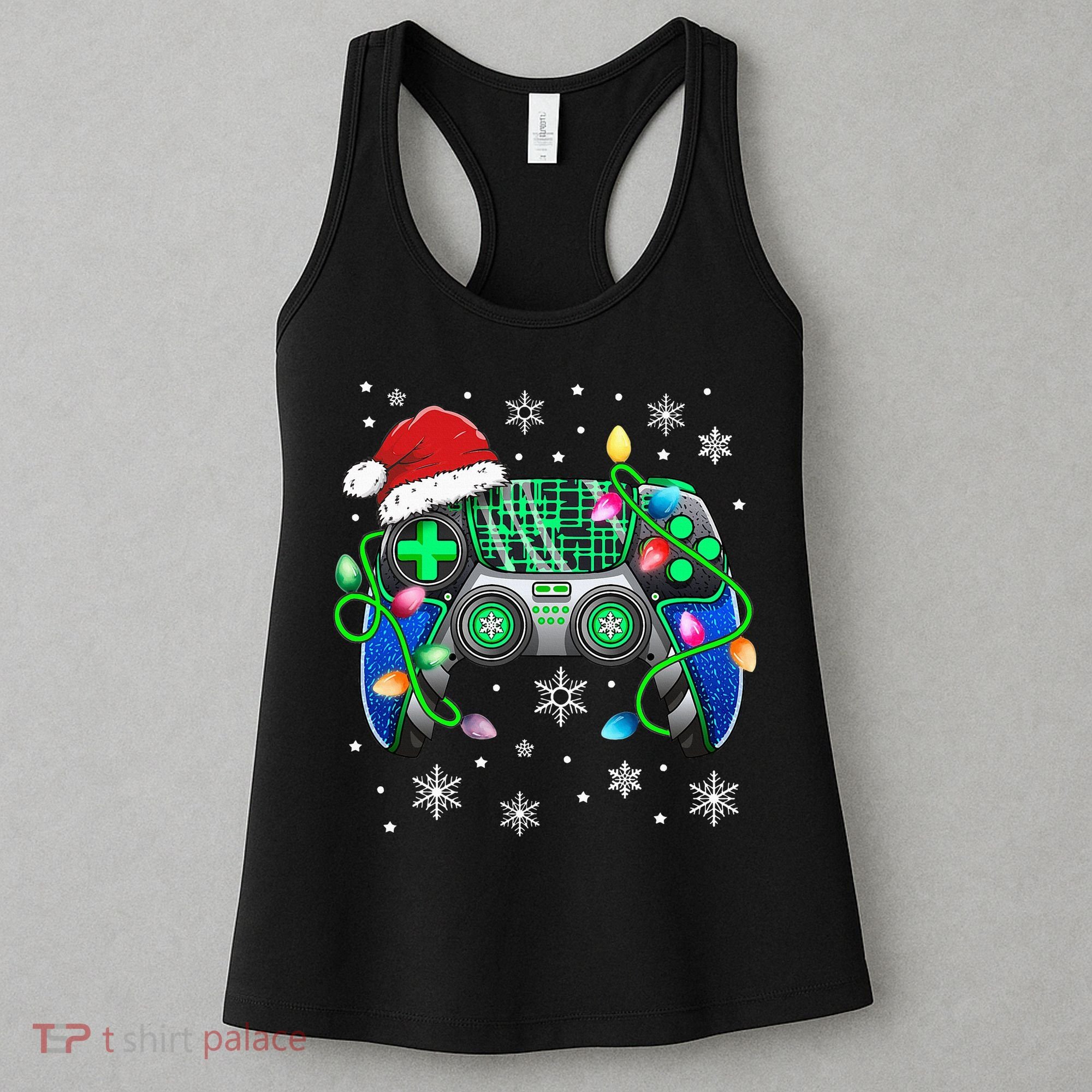 Video Game Controller Christmas Santa Hat Gamer Women's Tank Top