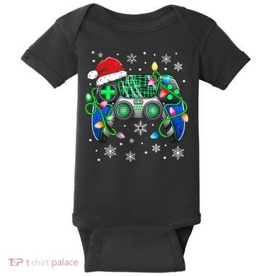 Video Game Controller Christmas Santa Hat Gamer Baby Bodysuit