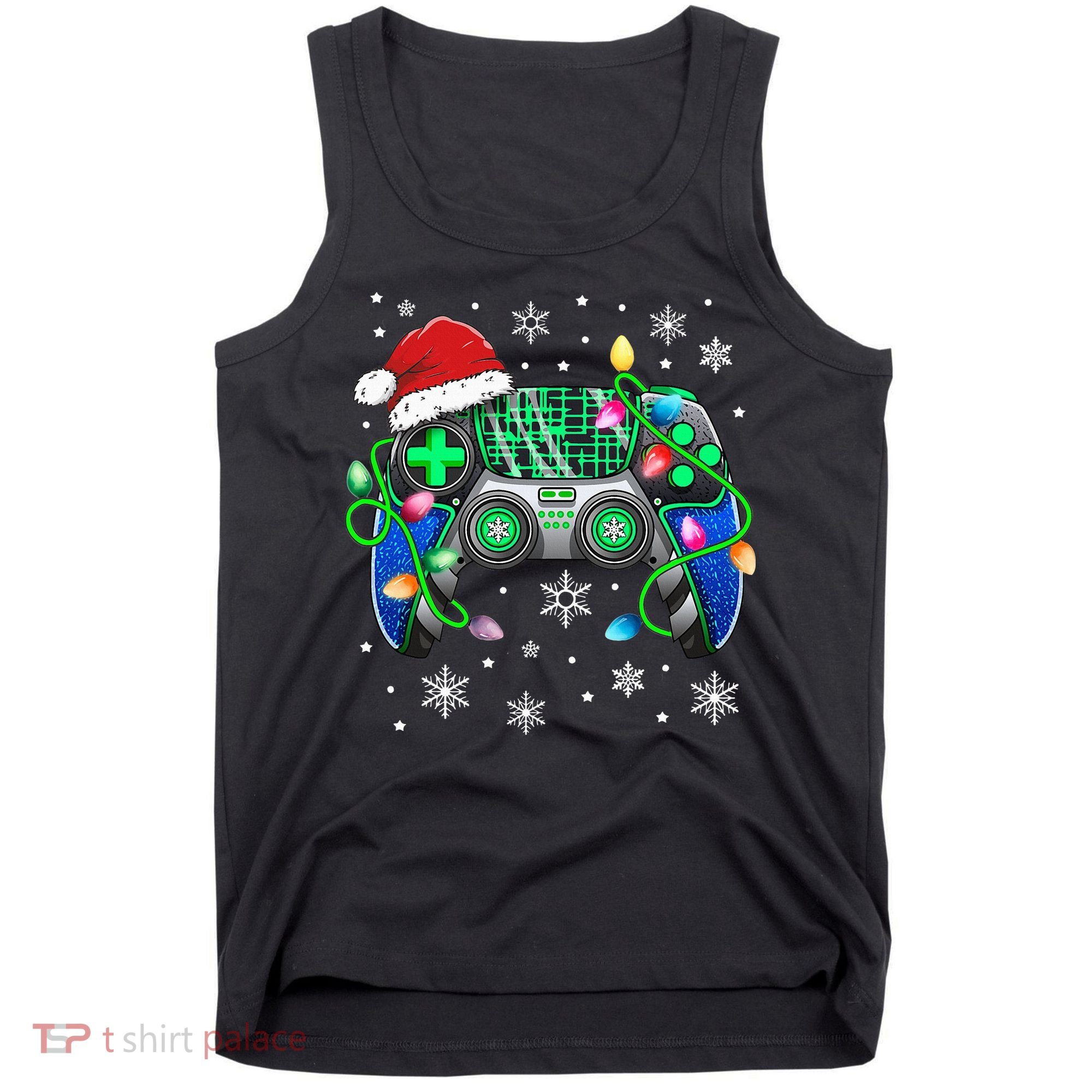 Video Game Controller Christmas Santa Hat Gamer Tank Top
