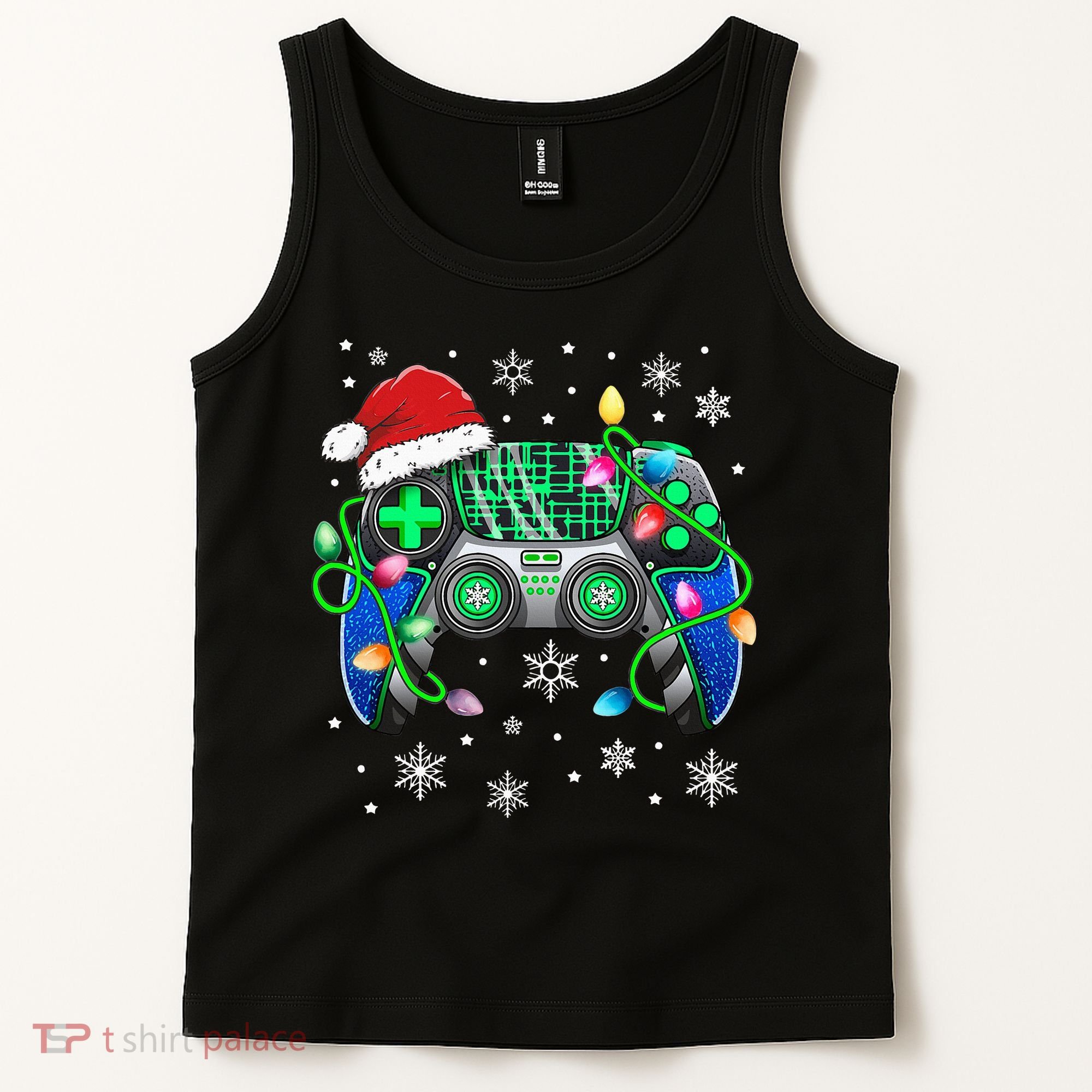 Video Game Controller Christmas Santa Hat Gamer Tank Top