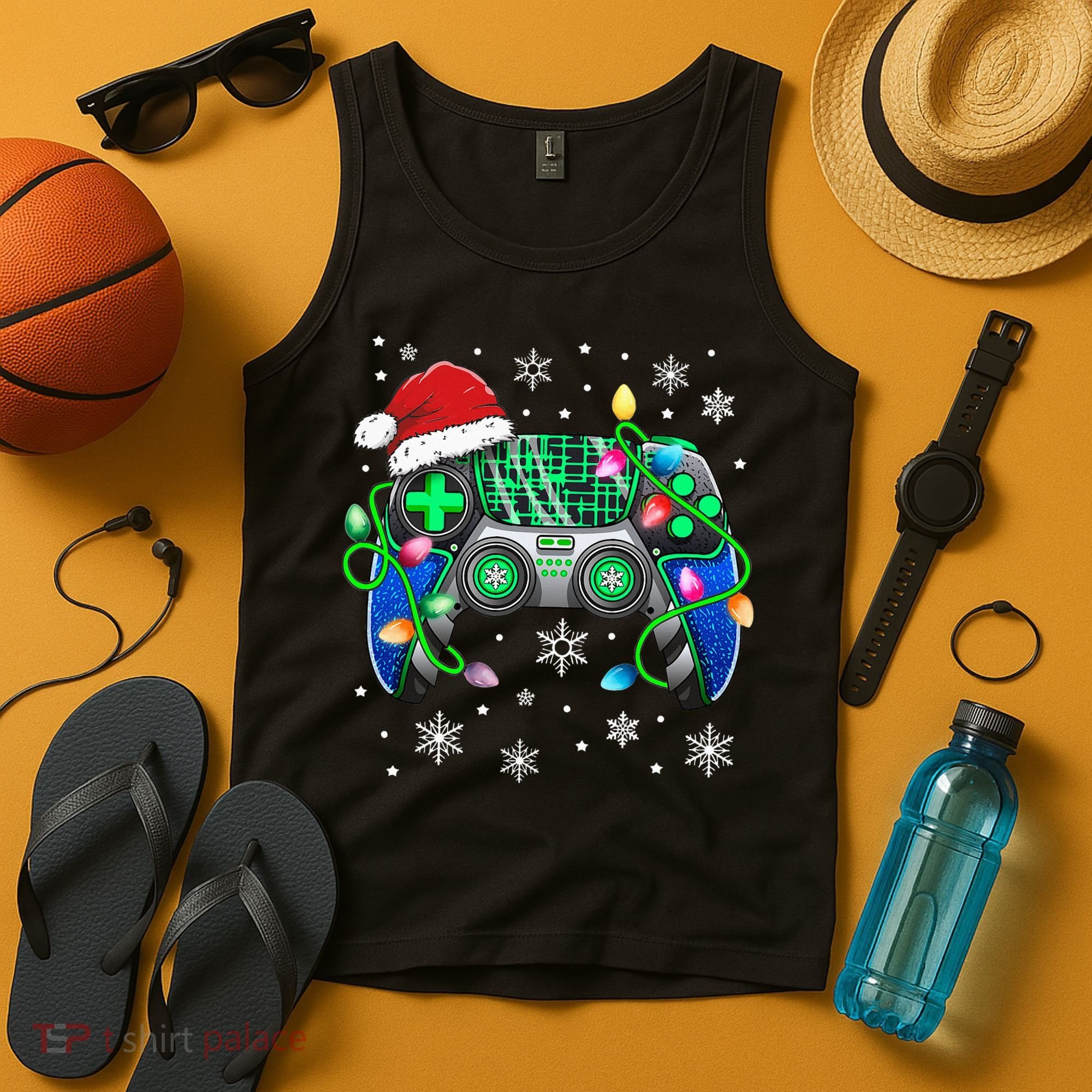 Video Game Controller Christmas Santa Hat Gamer Tank Top