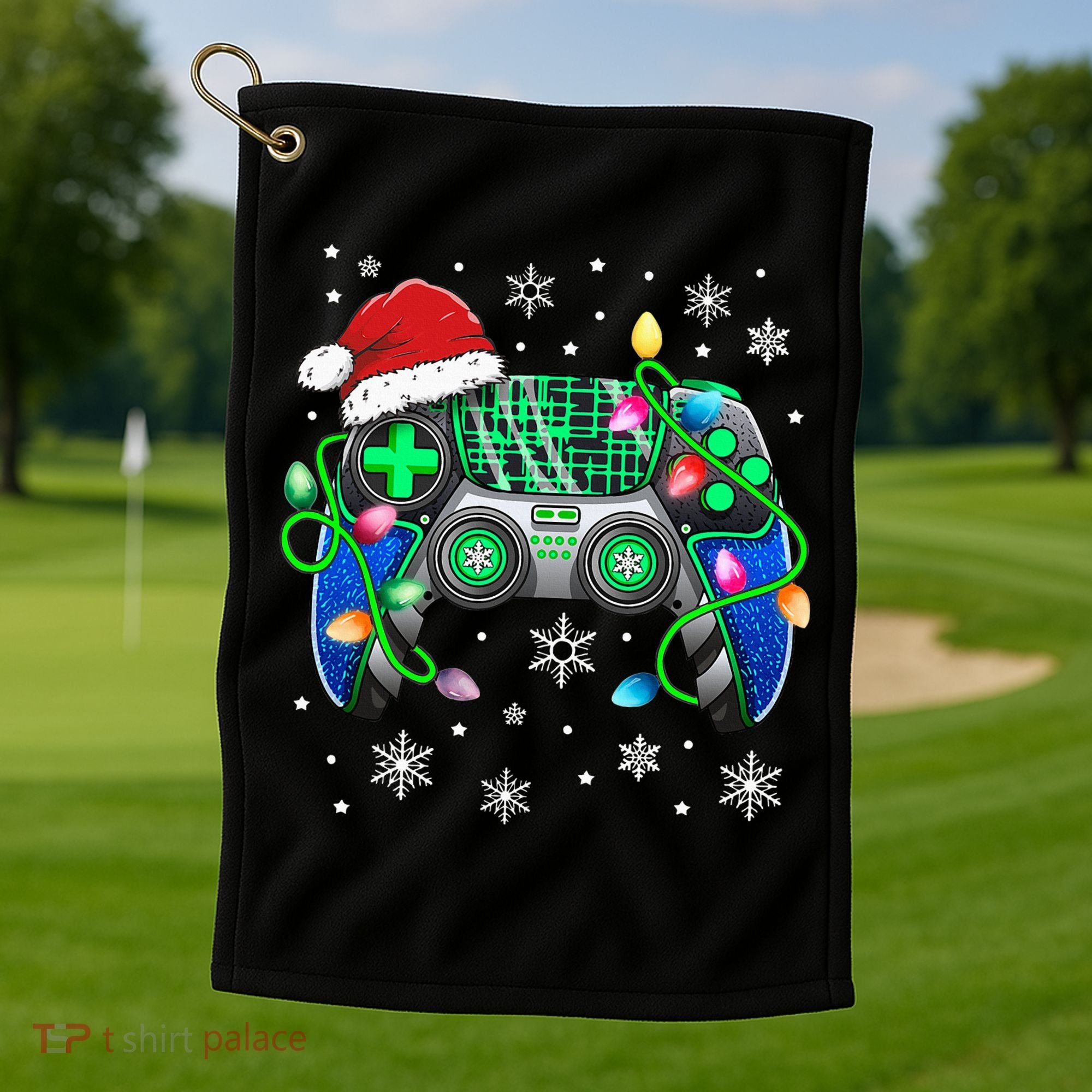 Video Game Controller Christmas Santa Hat Gamer Golf Towel