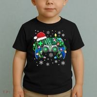 Video Game Controller Christmas Santa Hat Gamer Toddler T-Shirt thumb 2