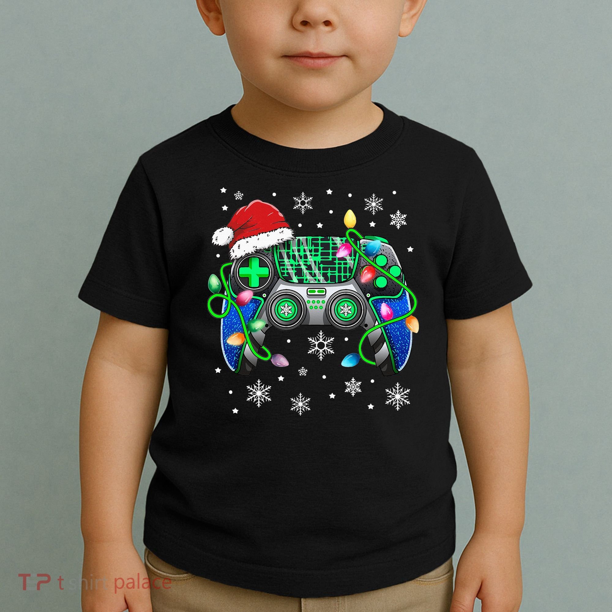 Video Game Controller Christmas Santa Hat Gamer Toddler T-Shirt