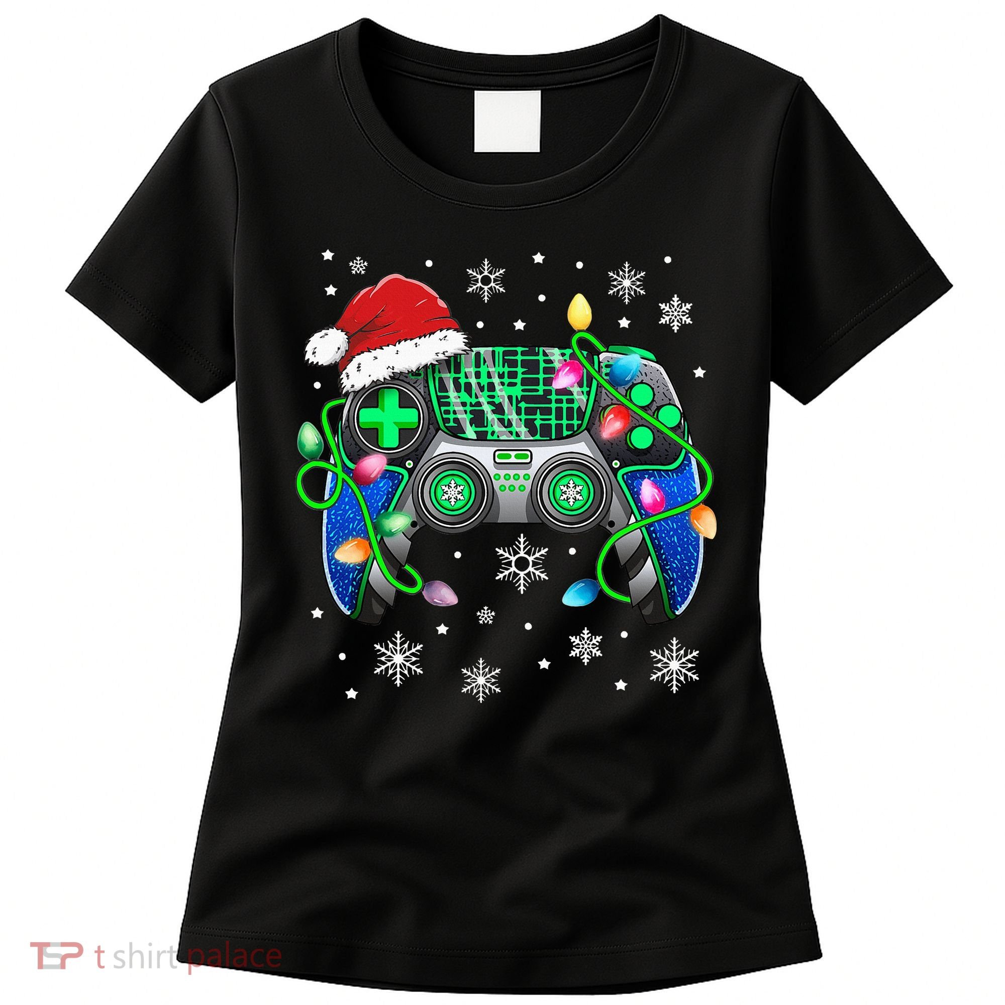 Video Game Controller Christmas Santa Hat Gamer Women's T-Shirt