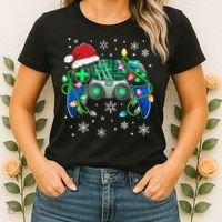 Video Game Controller Christmas Santa Hat Gamer Women's T-Shirt thumb 2