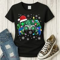 Video Game Controller Christmas Santa Hat Gamer Women's T-Shirt thumb 3