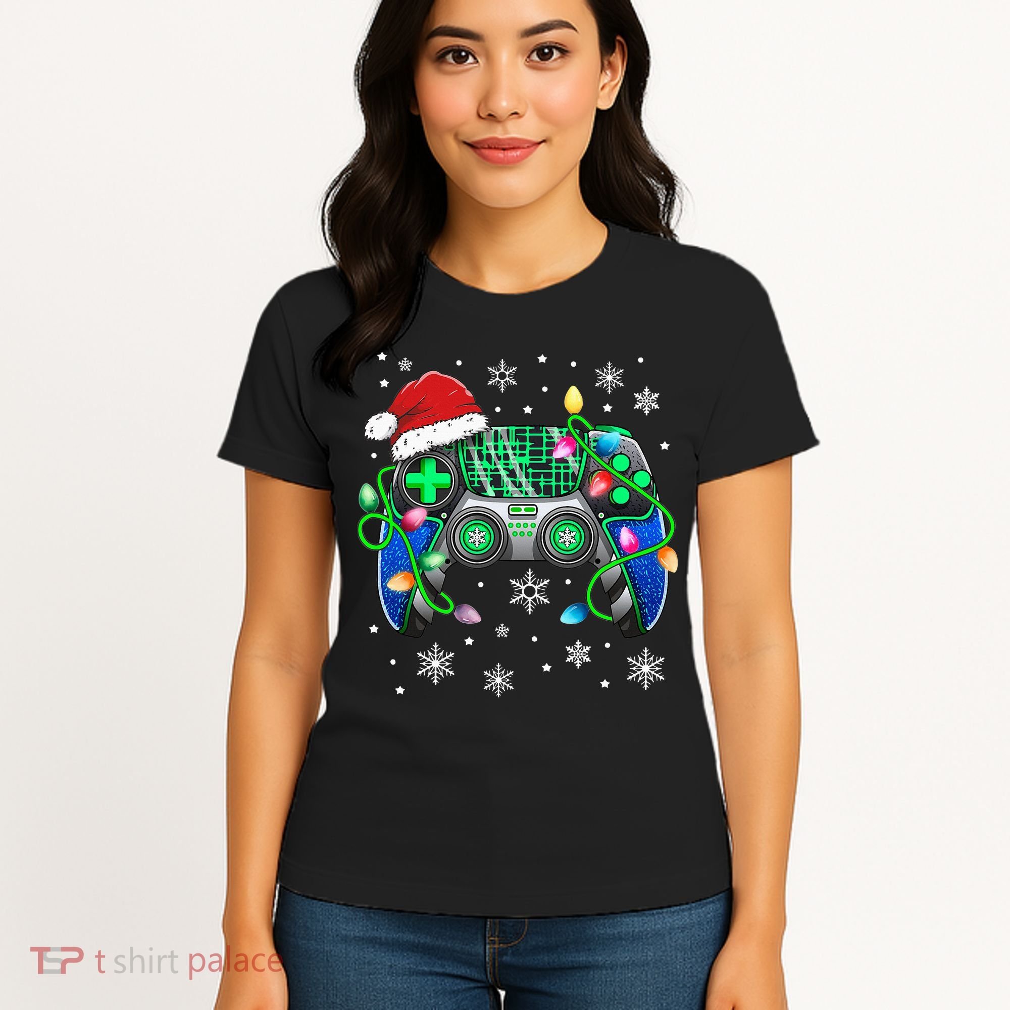 Video Game Controller Christmas Santa Hat Gamer Women's T-Shirt