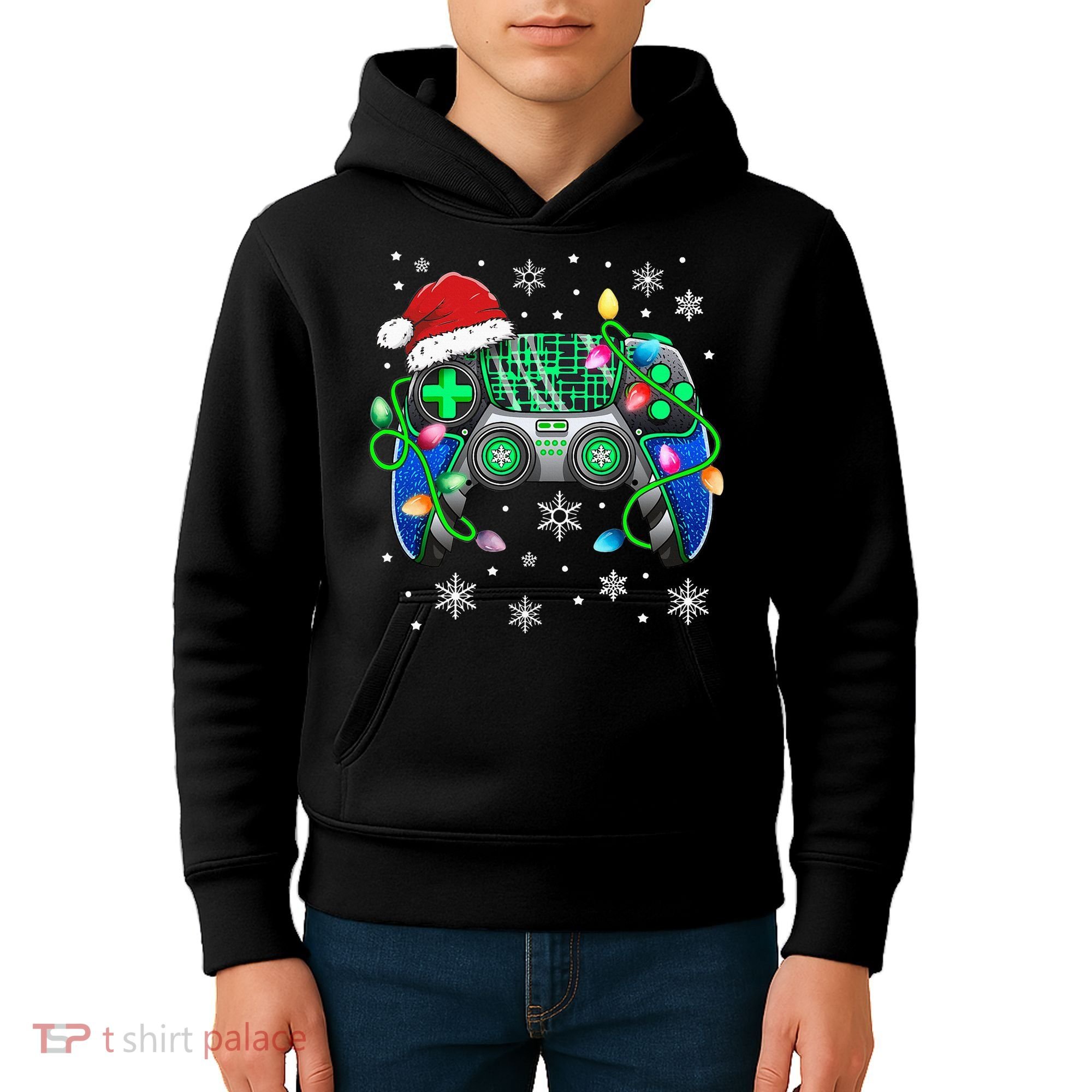 Video Game Controller Christmas Santa Hat Gamer Kids Hoodie