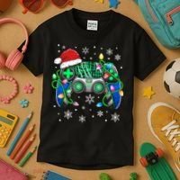 Video Game Controller Christmas Santa Hat Gamer Kids T-Shirt thumb 3