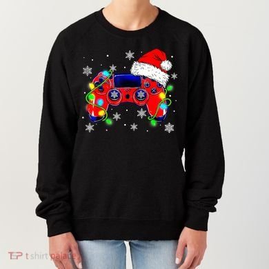 Video Game Controller Christmas Santa Hat Gamer Cute Gift Women's Sweatshirt