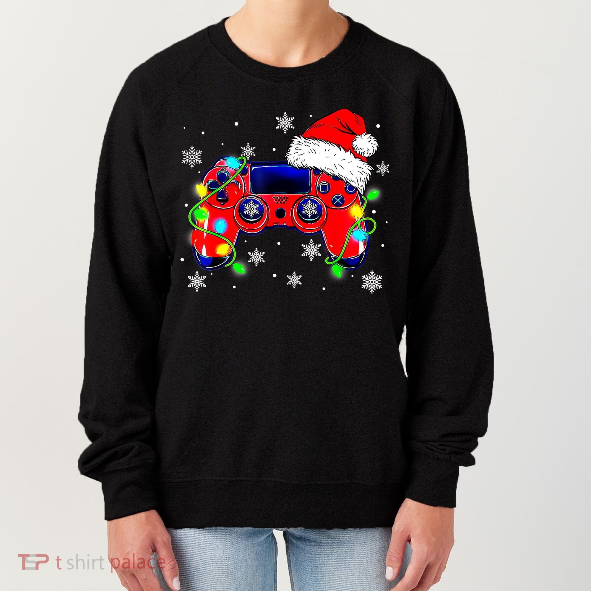 Video Game Controller Christmas Santa Hat Gamer Cute Gift Women's Sweatshirt