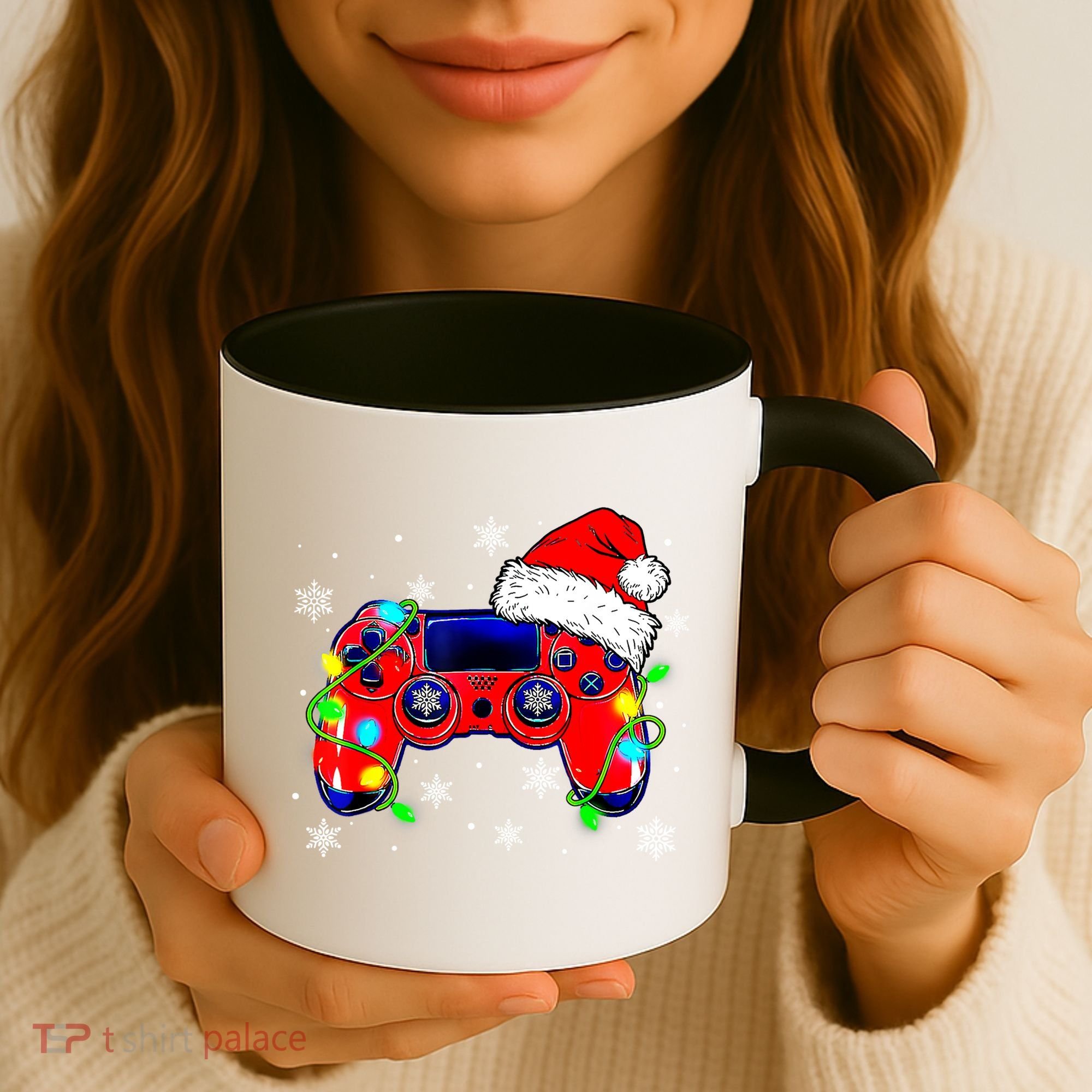 Video Game Controller Christmas Santa Hat Gamer Cute Gift Coffee Mug