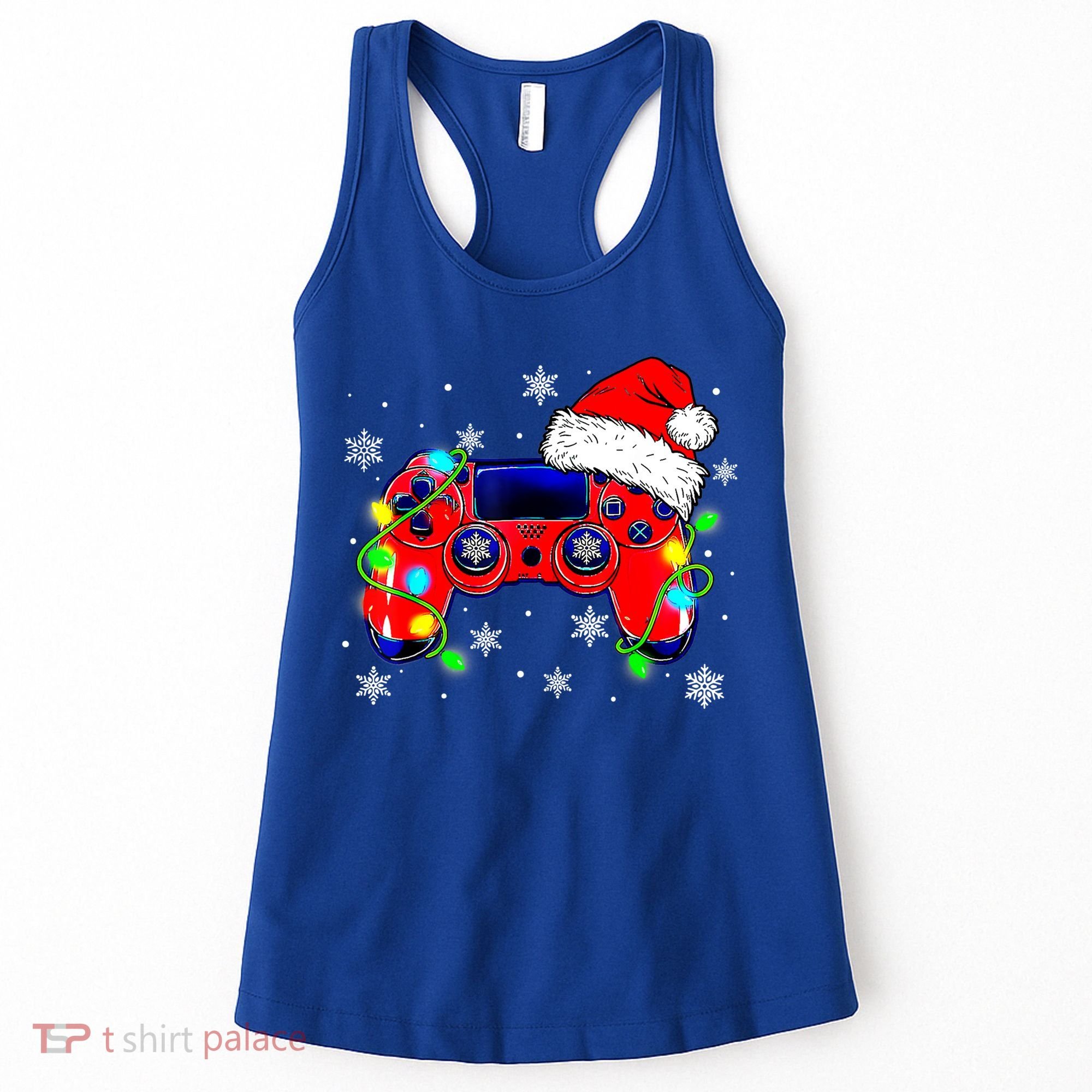 Video Game Controller Christmas Santa Hat Gamer Cute Gift Women's Tank Top