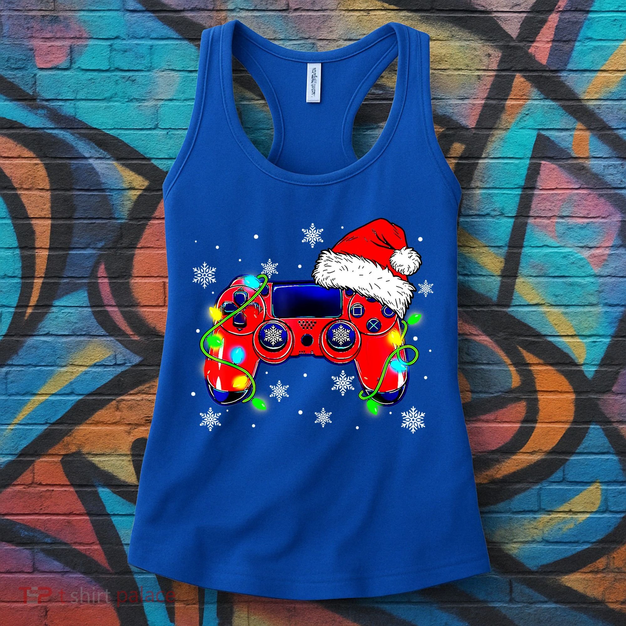 Video Game Controller Christmas Santa Hat Gamer Cute Gift Women's Tank Top