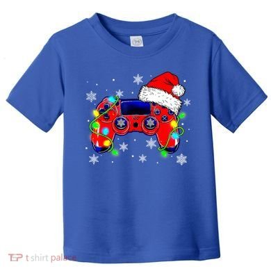 Video Game Controller Christmas Santa Hat Gamer Cute Gift Toddler T-Shirt