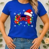 Video Game Controller Christmas Santa Hat Gamer Cute Gift Women's T-Shirt thumb 2